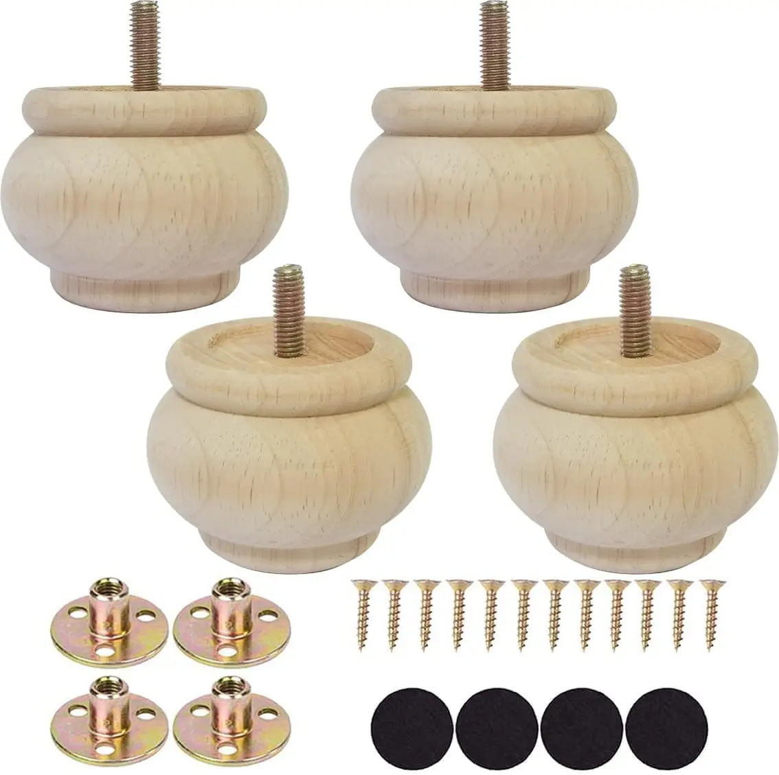 

2 Inch Wooden Furniture Legs, Solid Wood Unpainted Replacement Furniture Legs, Ottoman/Loveseat Replacement Legs, Cabinet Legs/D