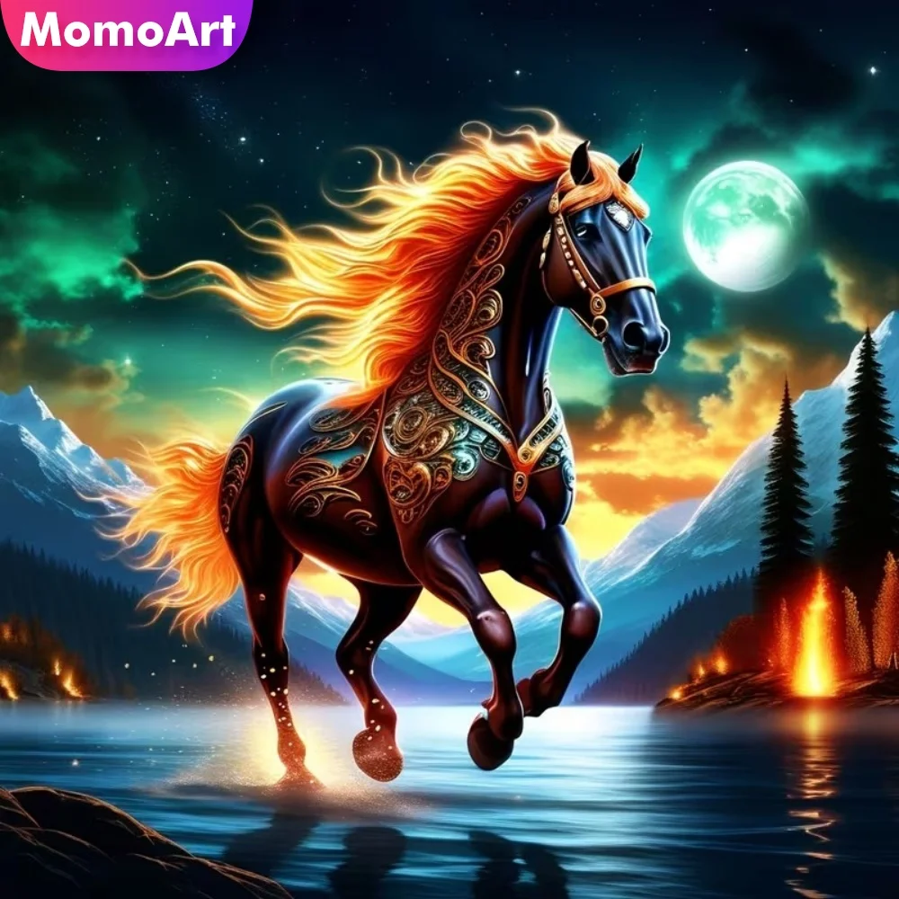 

Momoart Horse Diamond Embroidery Animal Painting Acrylic Craft Supplies DIY Diamond Mosaic Cross Stitch Kits Wall Decoration