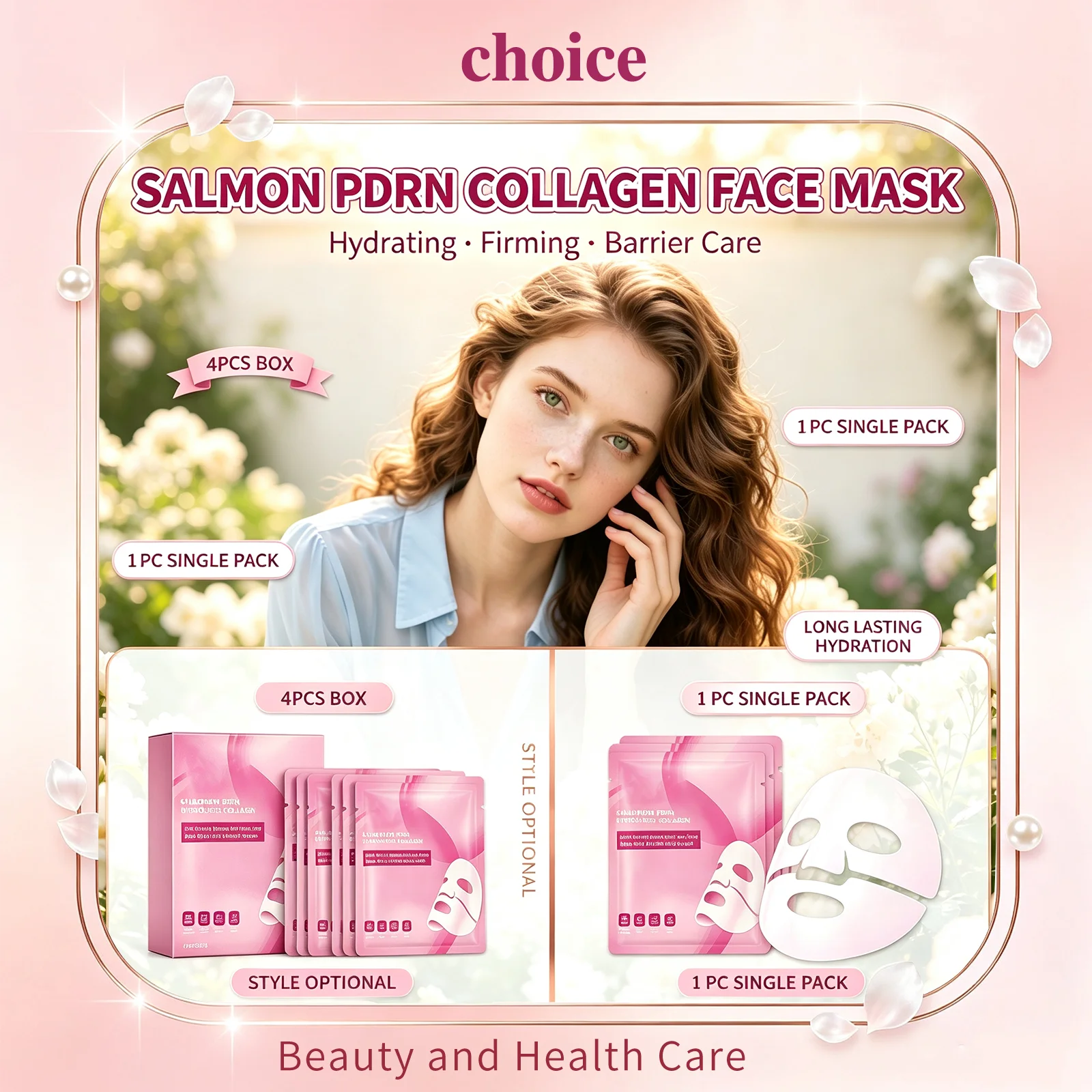 Salmon PDRN Collagen Face Mask Hydrating Firming Repair Skin Barrier Smooth Skin Improve Dull Uneven Tone Korean Skincare Mask