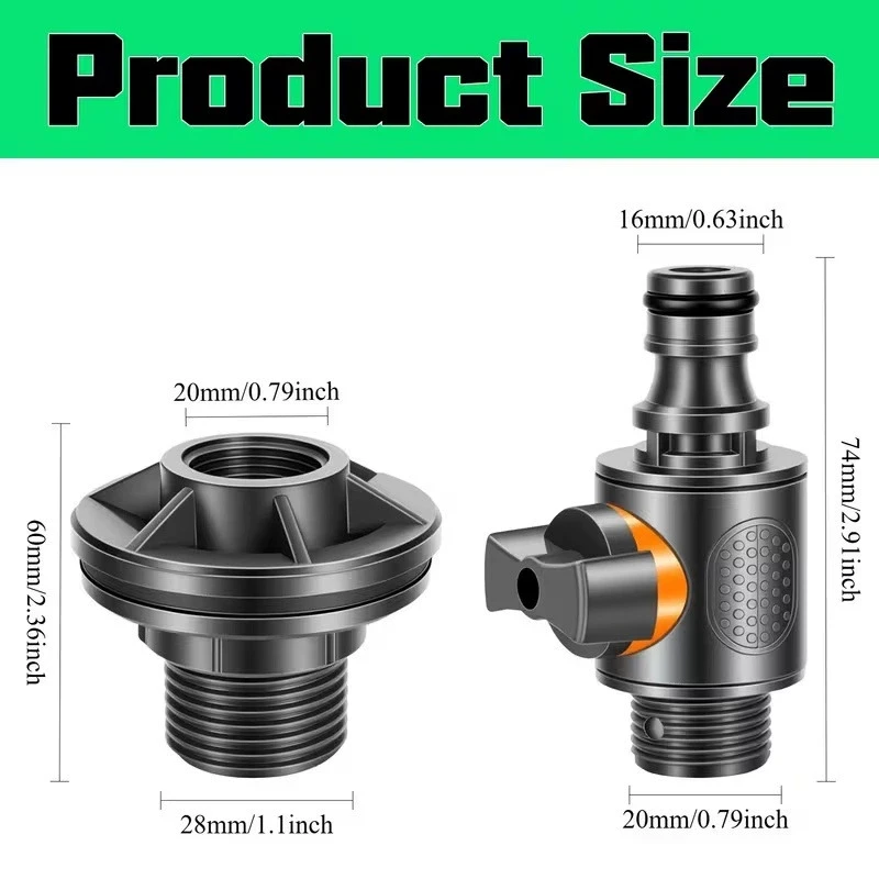 2PCS PVC/IBC Water Barrel Adapter 1/2