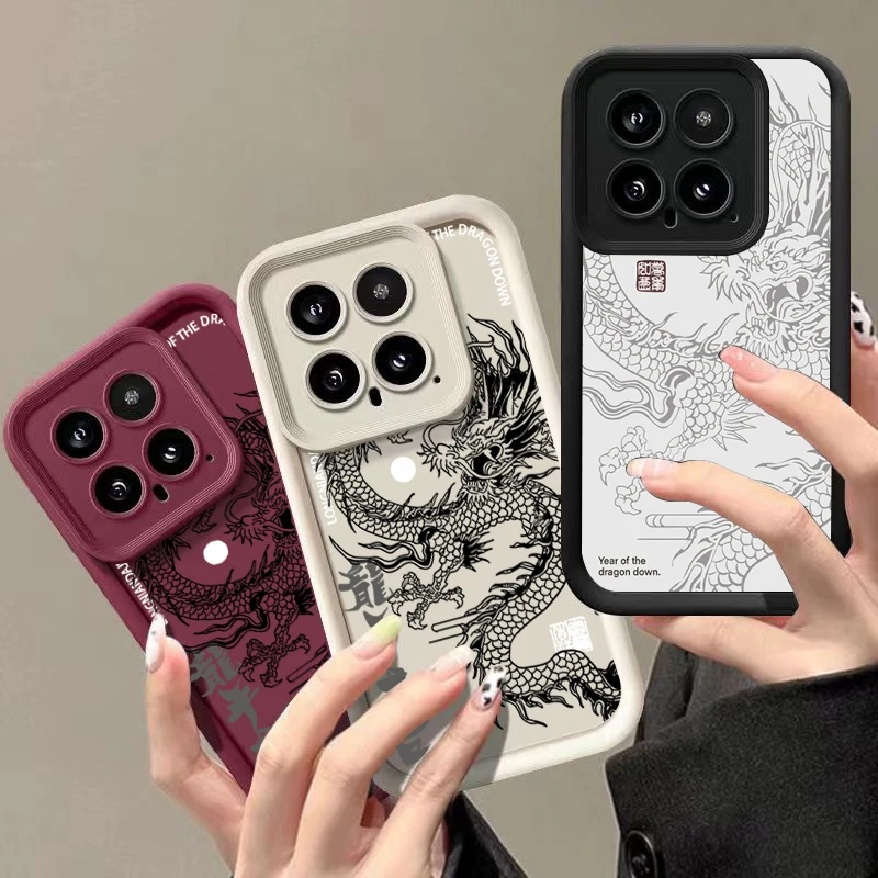 Luxury Dragon Totem Phone Case for Xiaomi Mi 13T 12T Pro 5G 12 11 Lite 14 13 Pro Poco F5 X5 X3 X6 F6 M6 Pro 4G Soft Matte Cover