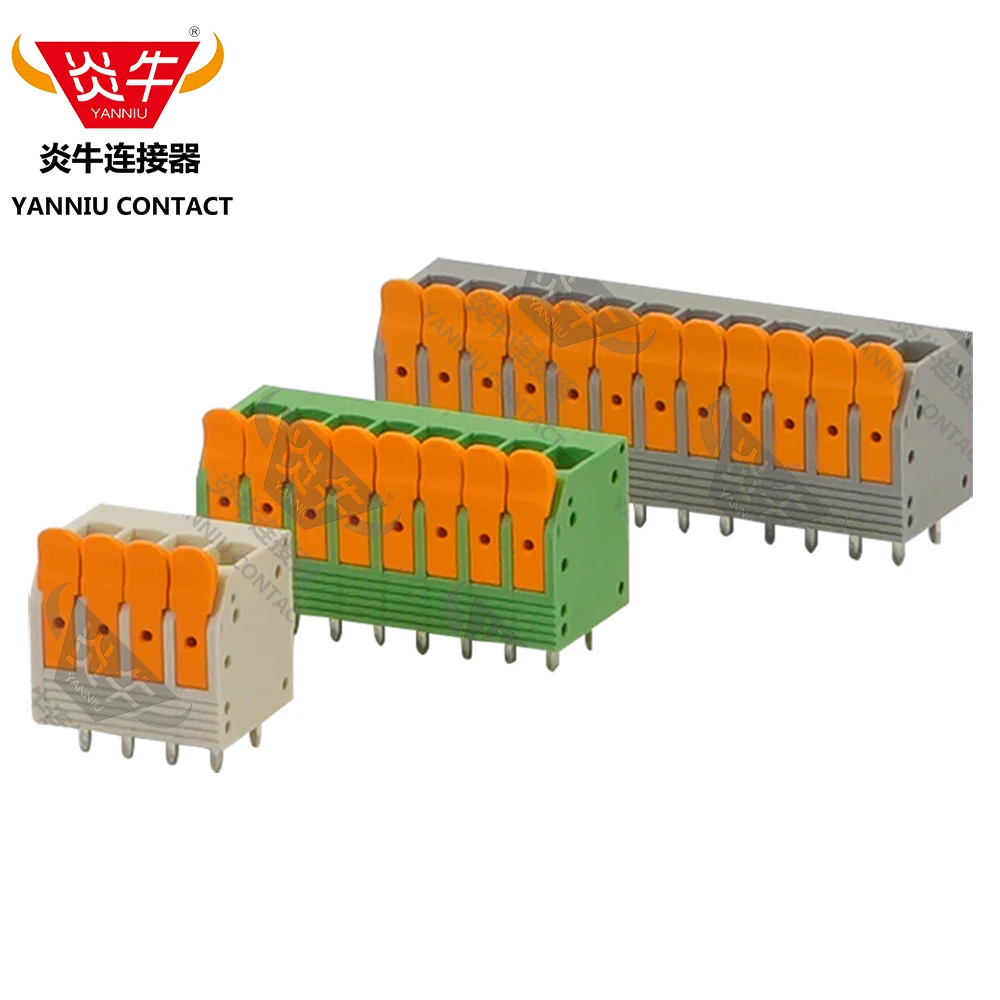 

10Pcs YN245V 5.0mm PCB CONNECTOR Spring TERMINAL BLOCK YELLOW BUTTON PHOENIX CONTACT DEGSON 2204 2206 2216 Green