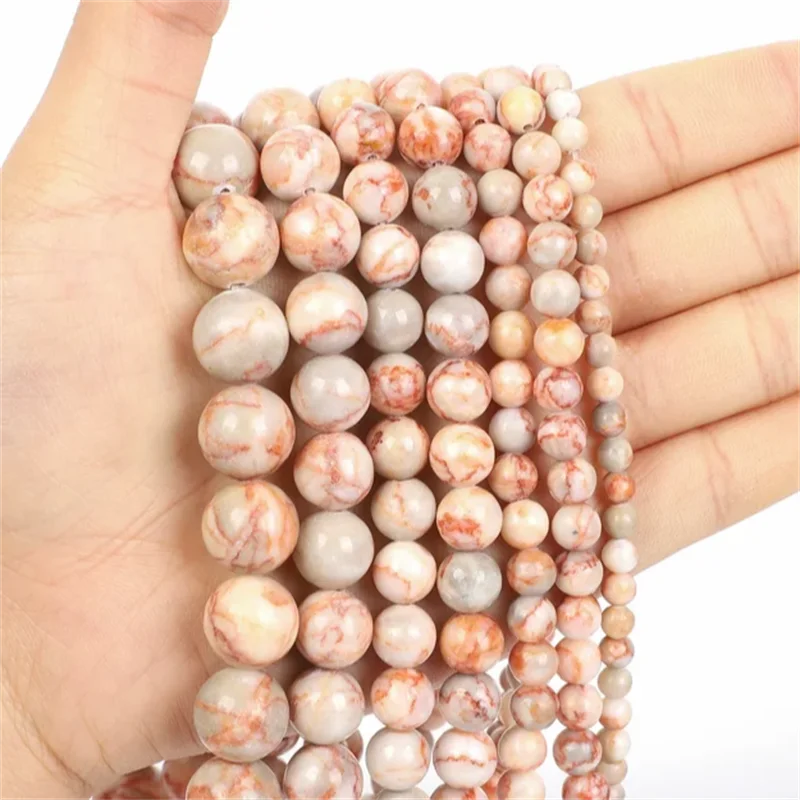 Natural Stone Beads Red Crack beads For Jewelry Making DIY Bracelet 4 6 8 10mm