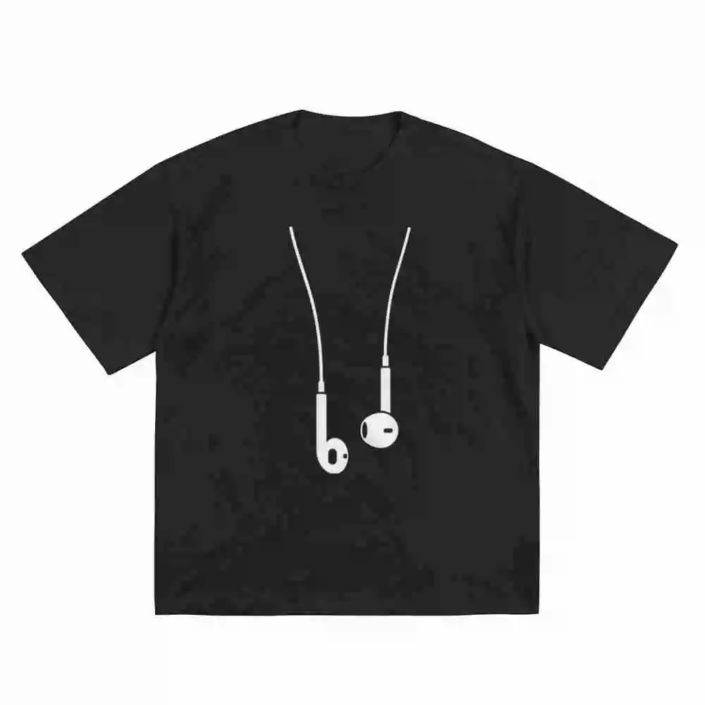 iPhone Earbud Headphone Design Short Sleeve Tee 100% Cotton T-Shirt