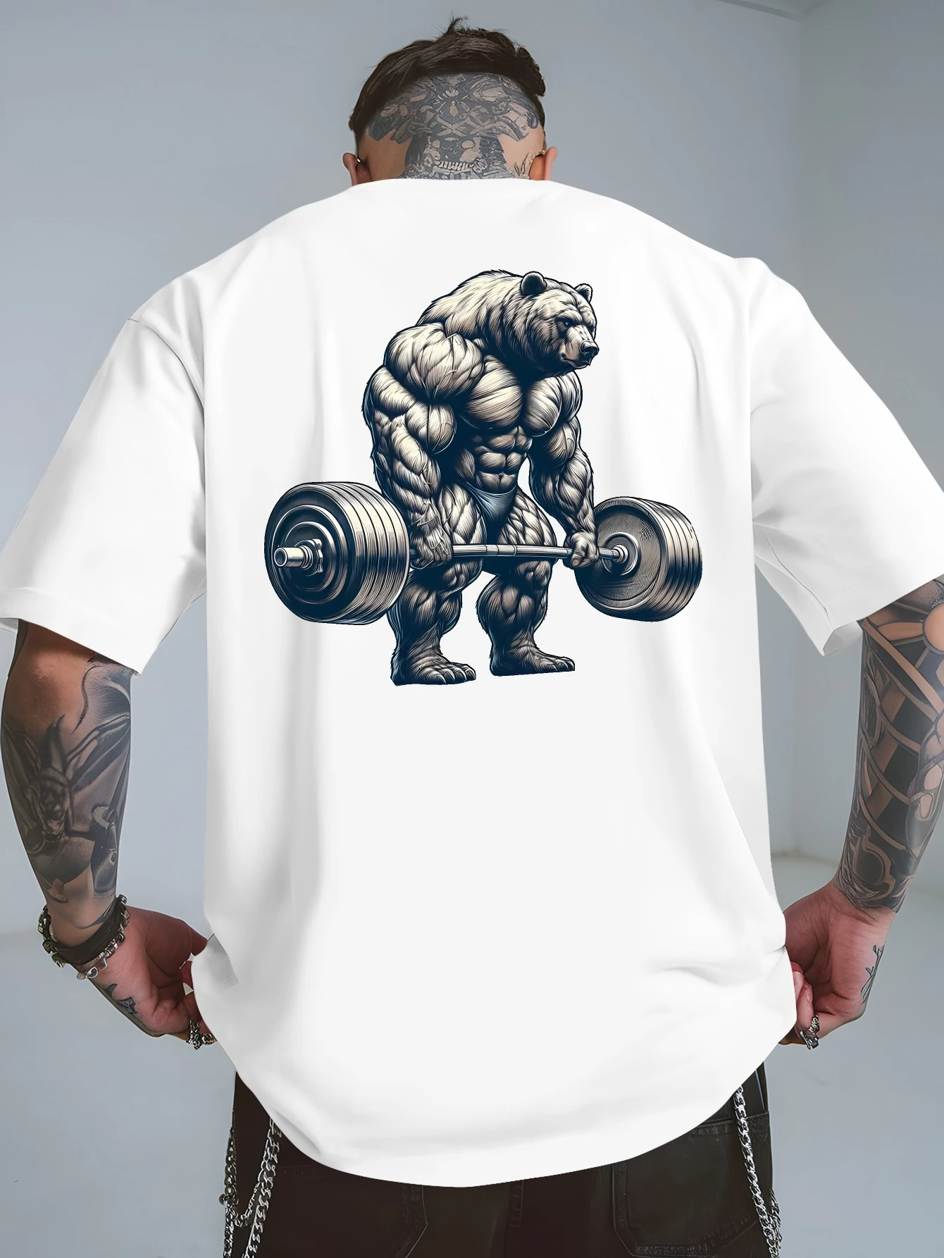 Bear Fitness Design T Shir Men's Cotton Tee Women Summer Oversized Novelty Streetwear Streetwear Casual Trendy Top Unisex
