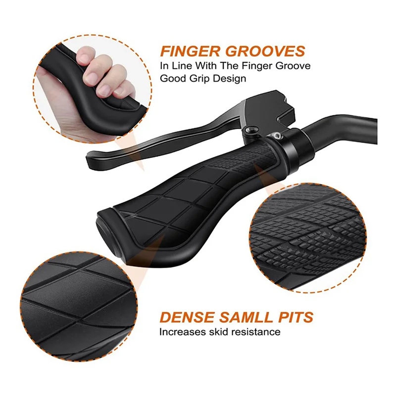 Bicycle Grips Ergonomic Grips Non-Slip Rubber Handlebar Grips,Bicycle Handlebar Grips for 22.2mm E-Bike Black