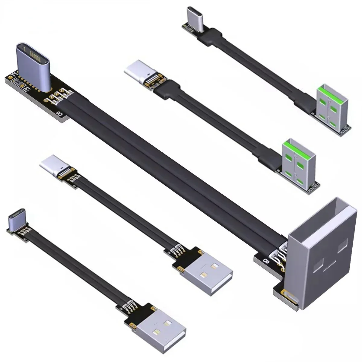 5A USB A USB 2.0 To Type C Extension Ribbon Cable Slim 90 Flat Soft Flexible Charging Data FPV Brushless Handheld Gimbal Monitor