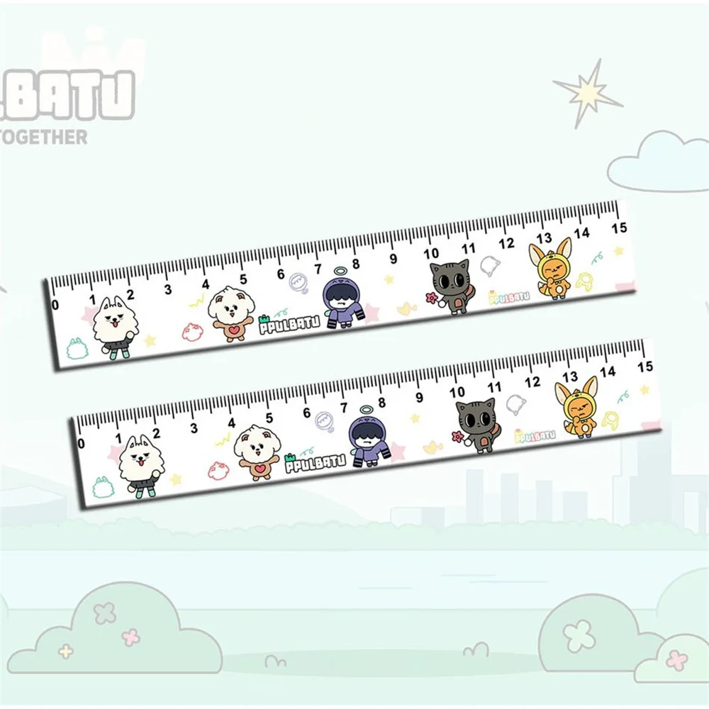 Kpop Idol SOOBIN YEONJUN Cartoon Cute Acrylic Ruler Student Drawing Line Cute Cartoon Ruler BEOMGYU TAEHYUN Fans Gift Collection