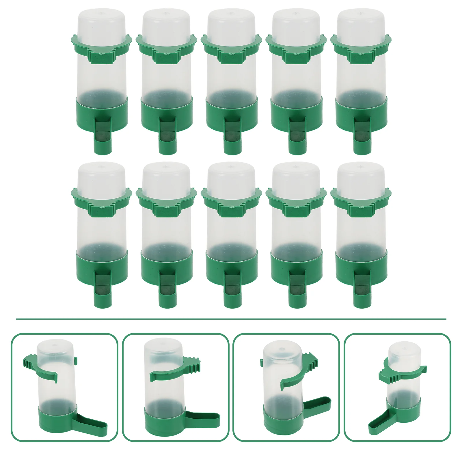 

10 Pcs Bird Cage Waterer Self Drinker Auto Drinking Tool Pigeon Feeder Birdcage Pet Kettles Green Feeders