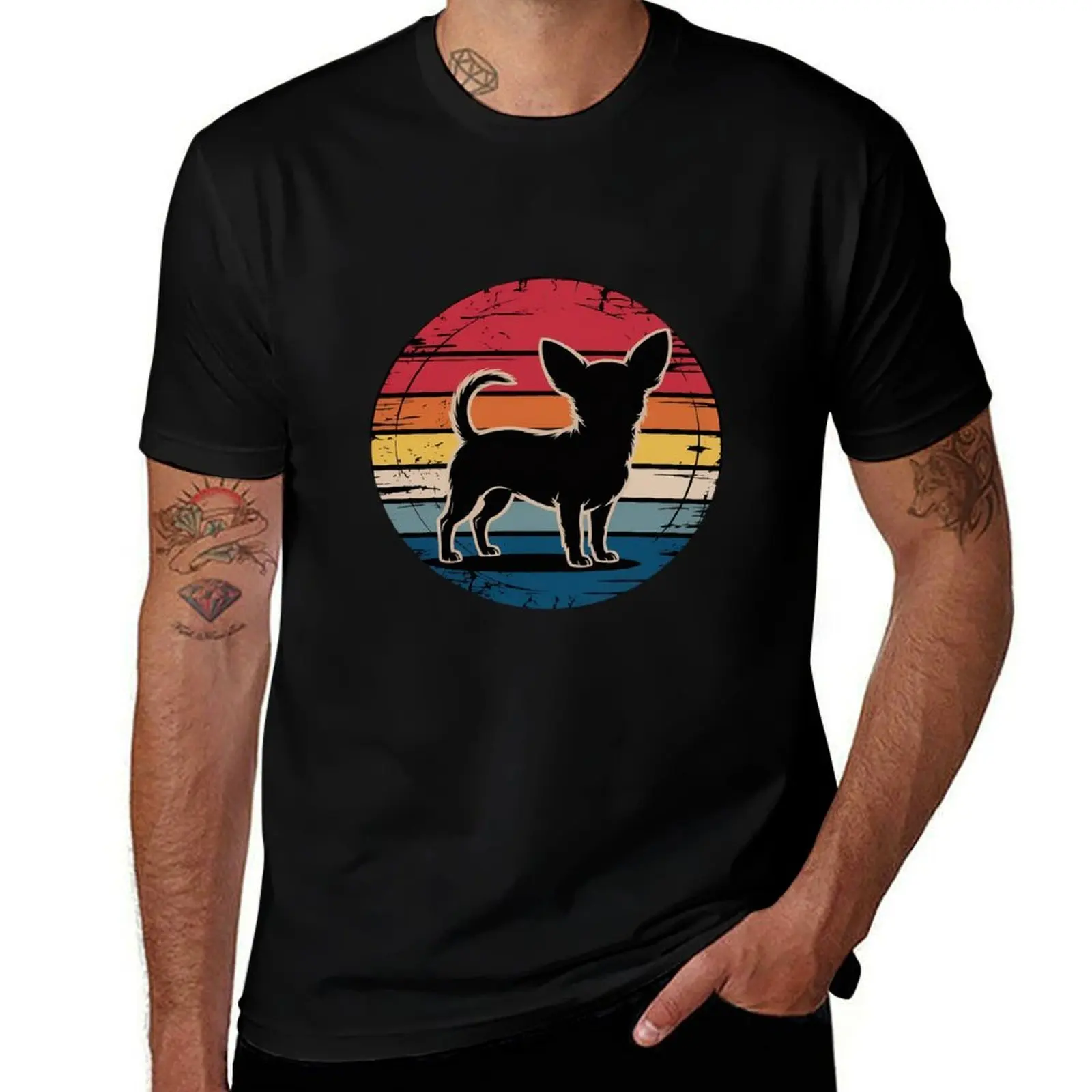 

Chihuahua silhouette sunset for dog owners T-Shirt anime t shirts blue lock valentines boutique clothes compression shirt men