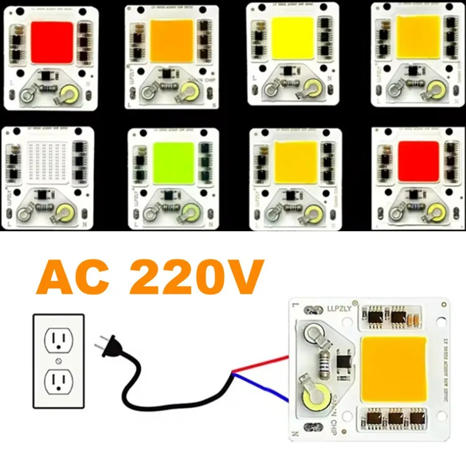 50W COB Źródło światła AC 220V Smart IC Bez potrzeby sterownika DIY Światło halogenowe COB LED Chip Lampa do oświetlenia zewnętrznego Żarówka LED