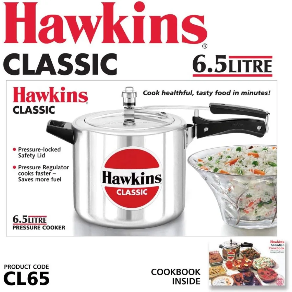 Hawkins Classic CL65 6.5-Liter 5-Liter 4-Liter 12-Liter New Improved Aluminum Pressure Cooker