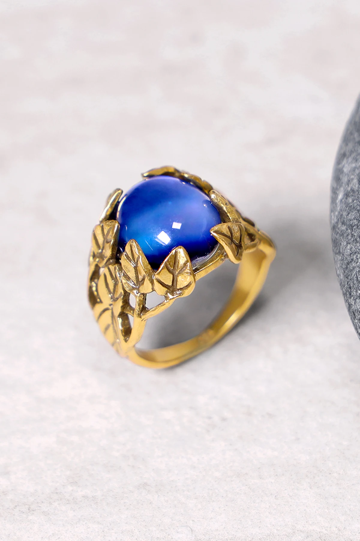 Antique Gold Rings Labradorite & Mother of Pearl Doublet Garden Ring Jewelry Gifts for Women Men