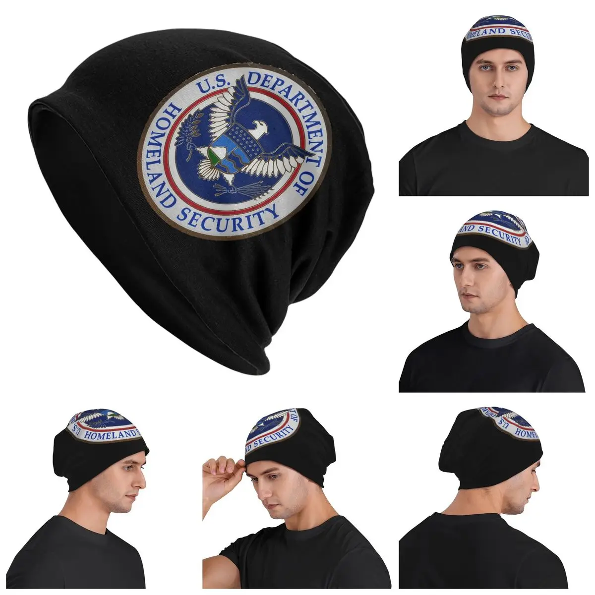 

DHS - Department Of Homeland Security Warm Knitted Cap Hip Hop Bonnet Hat Autumn Winter Outdoor Beanies Hats for Unisex Adult