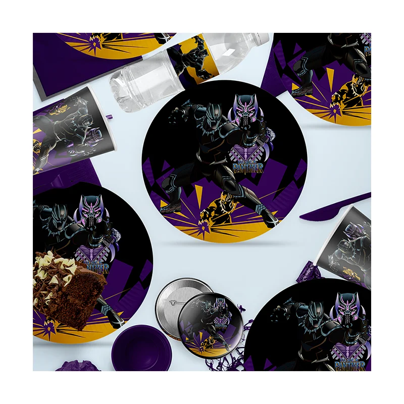 Black Panther movie theme birthday party decorations disposable stickers balloons cake Wedding & Engagement baby shower supplie