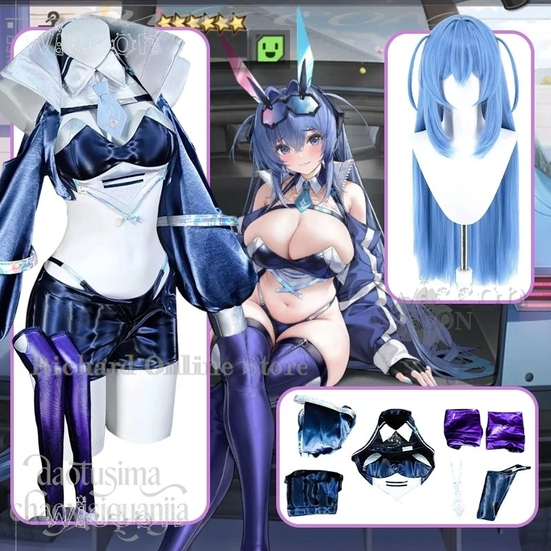 

Adults costume USS NEW JERSEY Black Dragon Cosplay Anime Game Azur Lane Racing Suit Laser Coat Halloween carnival Clothing
