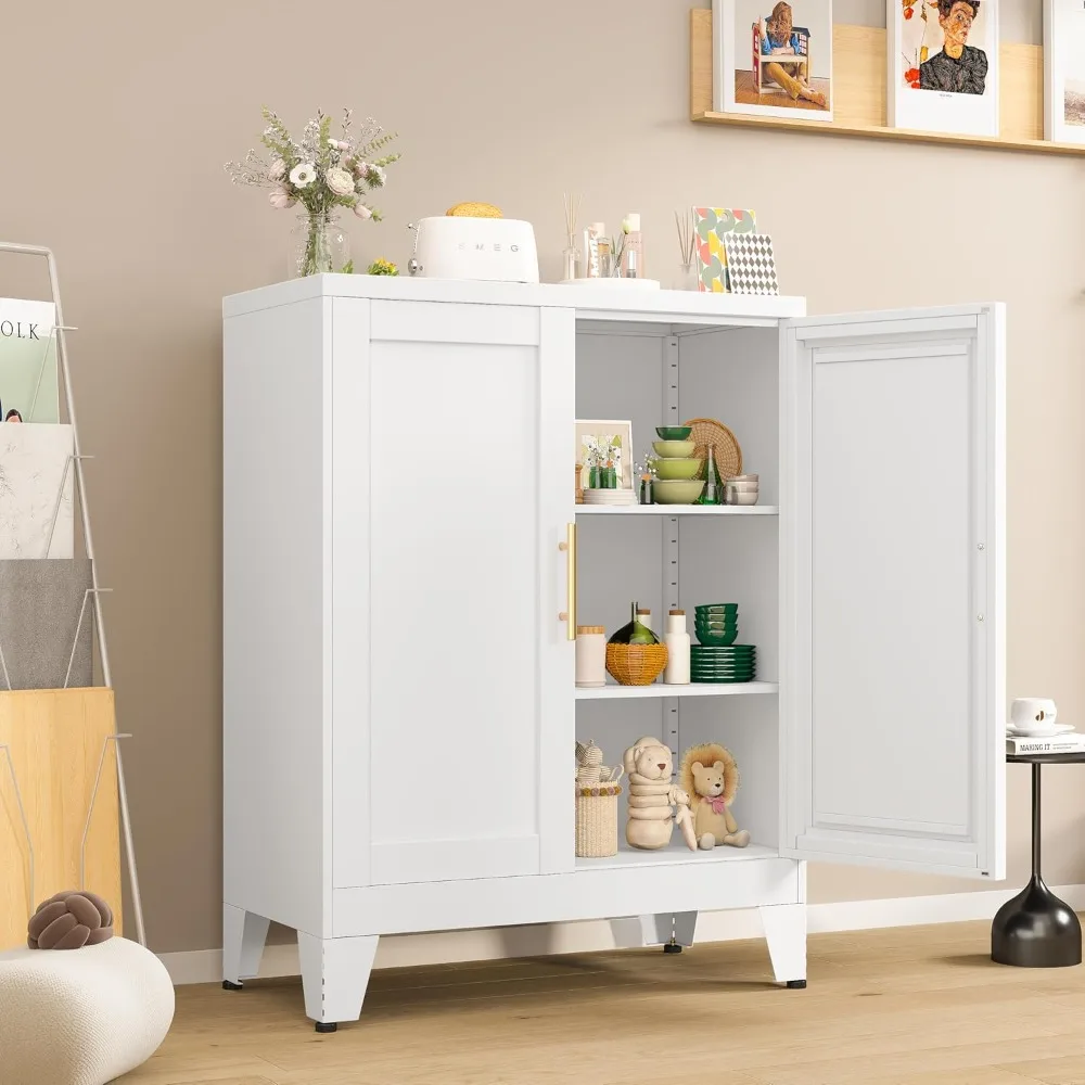 Storage Cabinet with 2 Doors and 2 Adjustable Shelves, 35.8