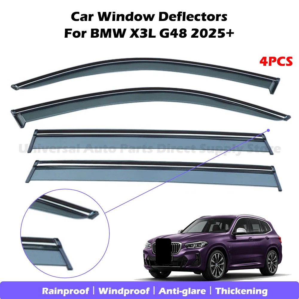 4pcs No Drill Ventvisor Window Deflectors Weather Protection Awnings shelters For BMW X3L G48 2025+ Car Rain Visor Awning Trim