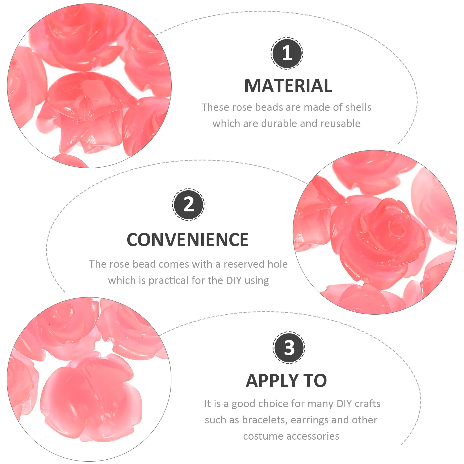 

50Pcs Rose Shell Carved Beads DIY Jewelry Making Supplies Rose Flower Beads Charms Bracelet Accessories DIY Bead Accessories