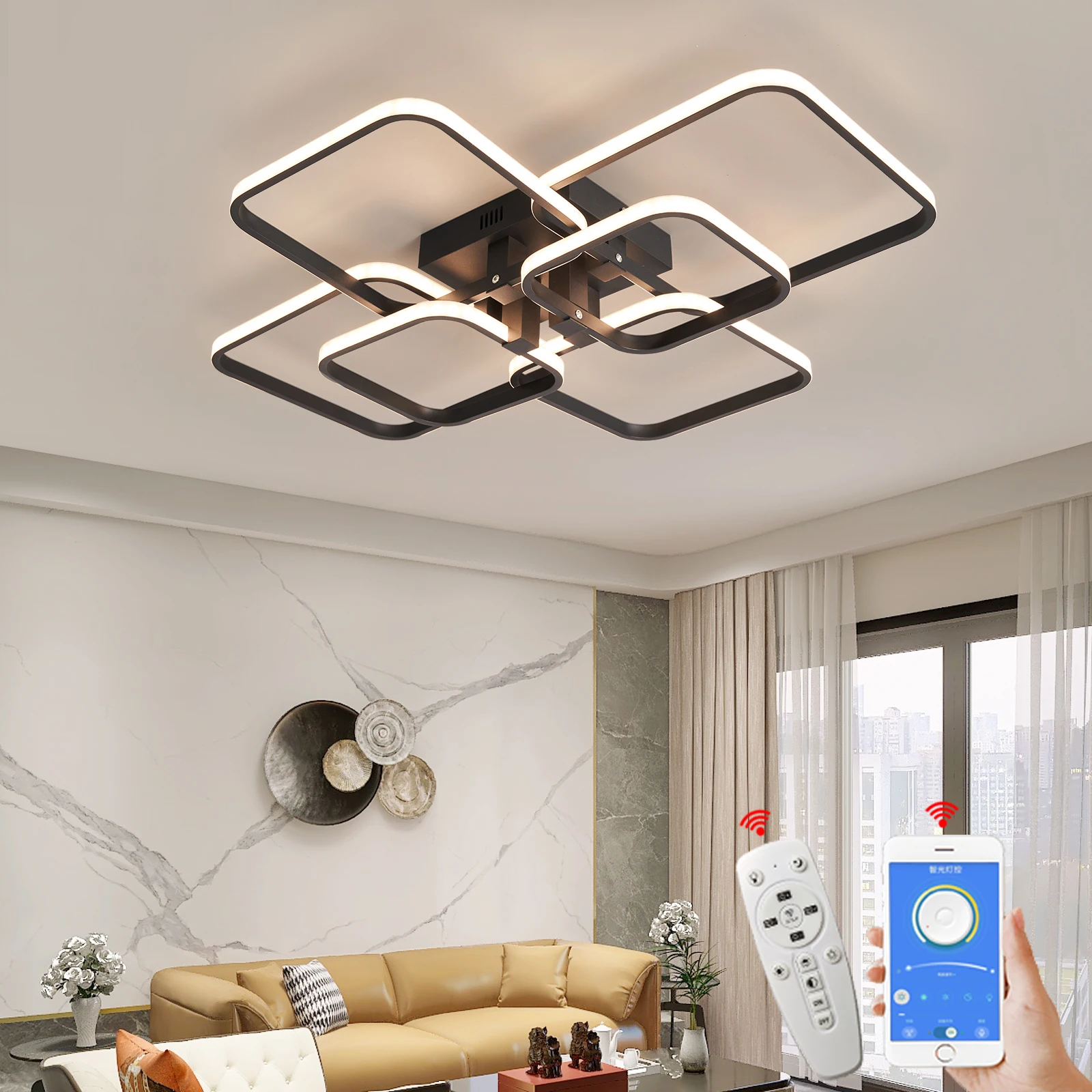 

NEO Gleam APP+RC Dimmable Ceiling Led Chandelier lamp For Living Room Bedroom Study Room Modern Led Chandelier light Fixtures