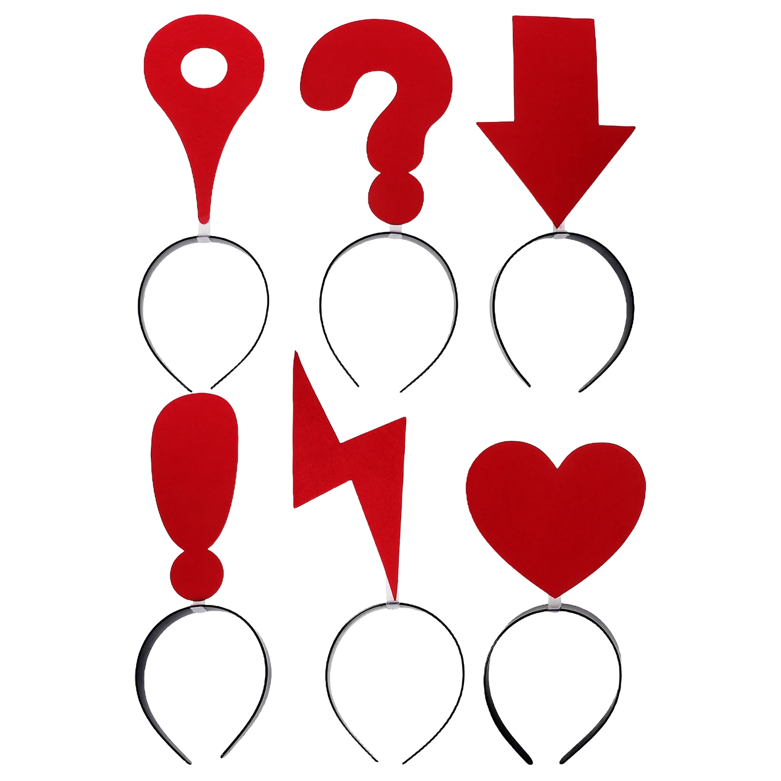 6 قطع من عصابات الرأس الرمزية خفيفة الوزن وإكسسوارات الحفلات رباط شعر أحمر للفتيات في عيد الحب كوسبلاي كرنفال كابينة تصوير عصابات شعر إبداعية #6