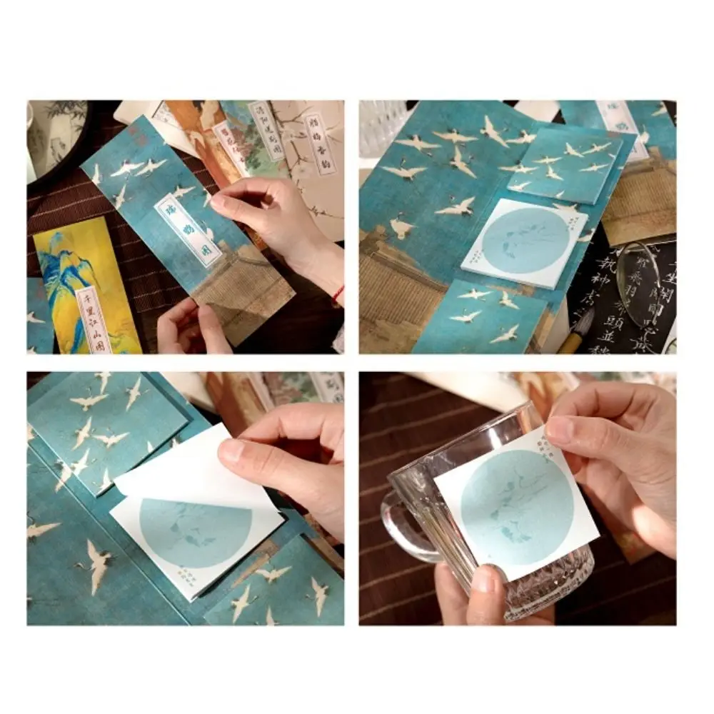 Multicolor Memo Pad Archaic Art Aesthetic Sticky Notes Message Paper Post Memos Memo Note Paper Hand-tear Markers Flags