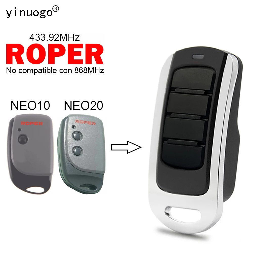 For ROPER NEO10 NEO20 Remote Control 433.92MHz Rolling Code High Quality ROPER Garage Door Remote Control Gate Opener Command