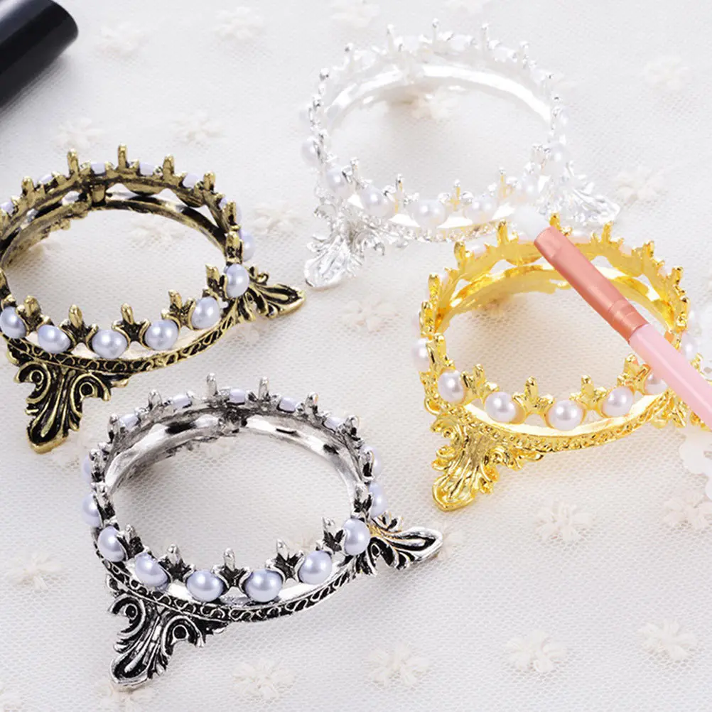 

2Pcs Elegant Crown Shaped Nail Brush Storage Rack Portable Manicure Tool Gift Nail Art Pen Rack Manicure Pen Holder