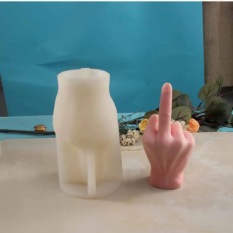 3D Middle Finger Silicone Candle Mold Gesture Aromatherapy Plaster Art Soap Resin Crafts Casting Molds Holiday Party Gifts - Image 3