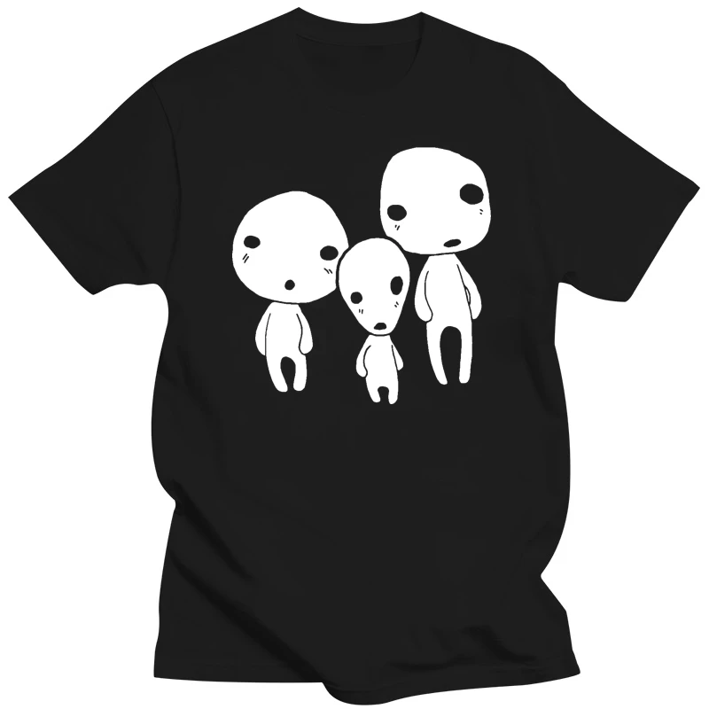 New T Shirts Unisex Funny Tops Tee Mononoke Forest People Family Spirit Kodama Miyazaki black t-shirt funny tees