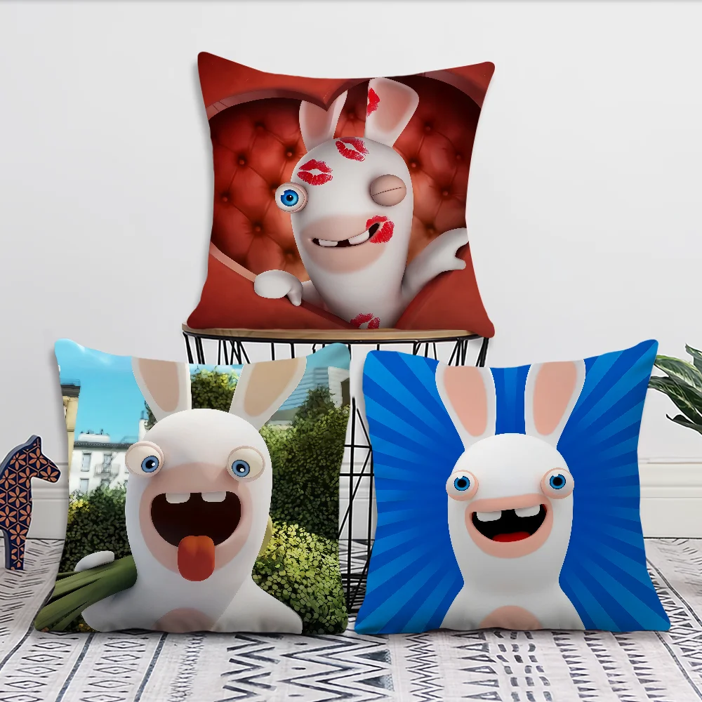 Funny Cartoon Movie R-Raving Rabbids Art Comfortable Soft Pillow Case for Sofa Living Room Home Office Decor Protective Covers