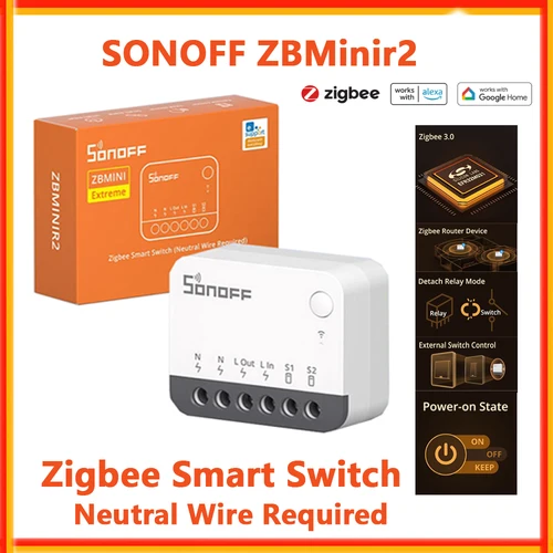 Imagen 1 del producto SONOFF ZBMINIR2 Extreme ZBMINI Zigbee interruptor inteligente señal Zigbee relé de separación extendido Control de interruptor externo a través de ewelink Alexa