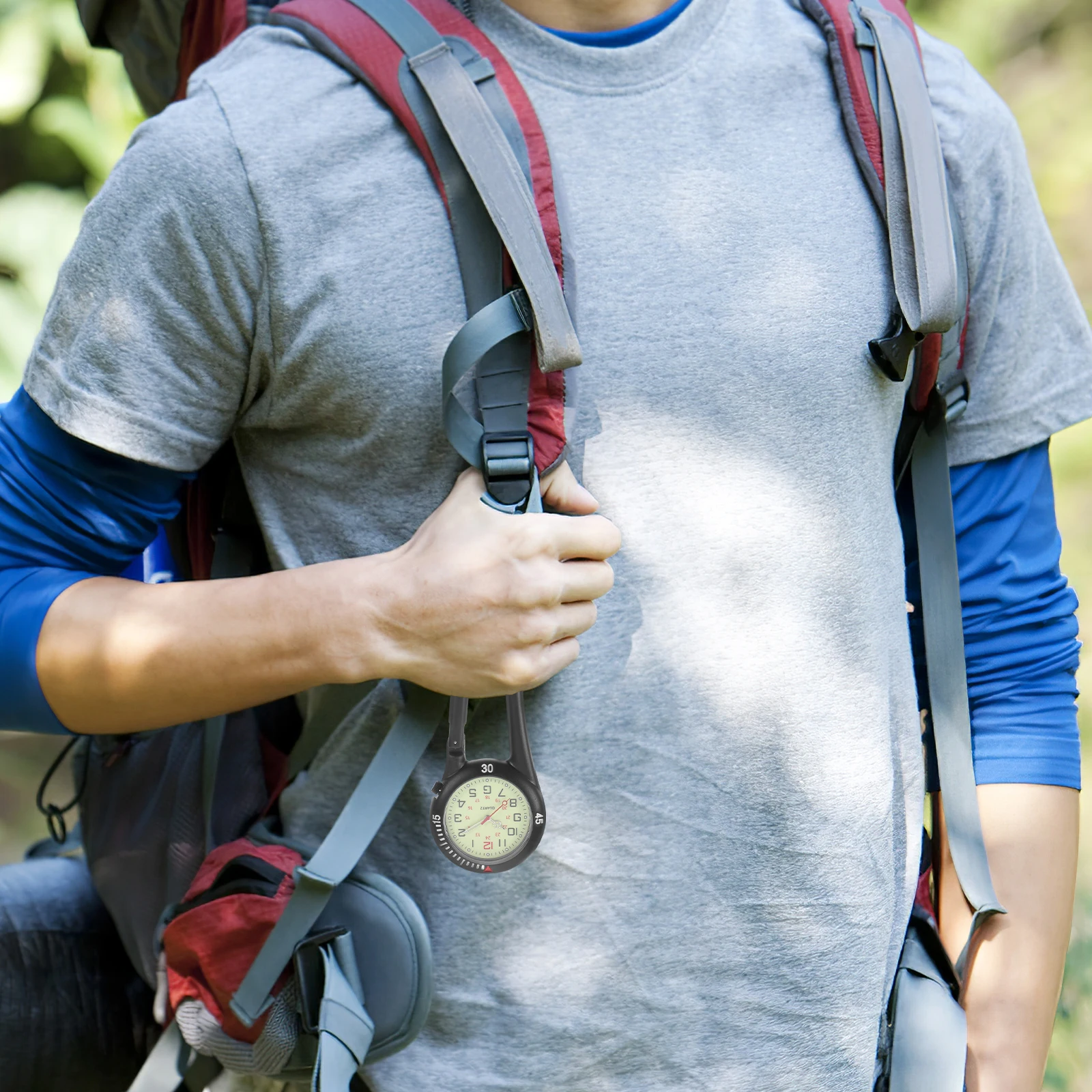 

Fluorescent Dial Backpack Buckle Clip Watches Black Carabiner Fob for Women Nurses Outdoor Camping Hiking Enthusiasts Glow Dark