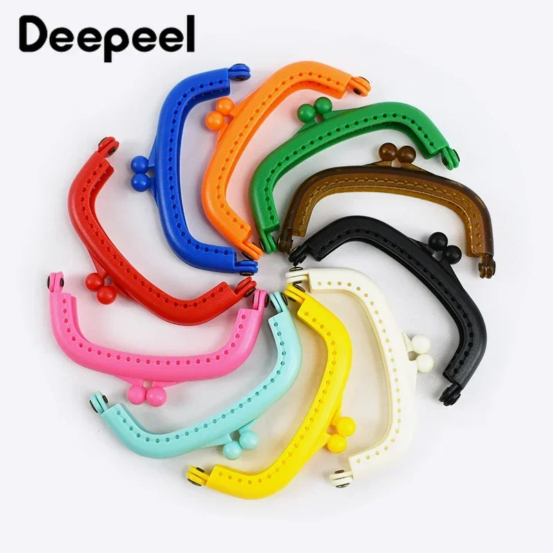 5/10Pcs Deepeel 8.5cm Colored Plastic Bag Handle Resin Purse Frame Kiss Clasp Brackets DIY Handmade Sewing Bags Accessories