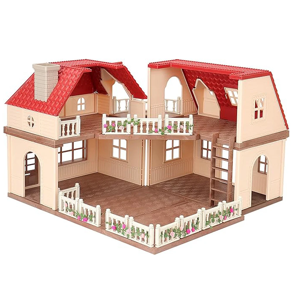SENGTONGLEHOUSE-A08 Playset de cabina acogedora familiar de plástico Diy cabaña juego de simulación casas de muñecas muebles Accesorios