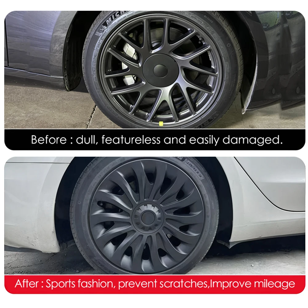 2025 ل تسلا نموذج 3 هايلاند 18 بوصة جديد HubCap الأداء أغطية الاطارات جزء العجلة كامل حافة 2024 اكسسوارات غطاء عجلة 4 قطعة #4