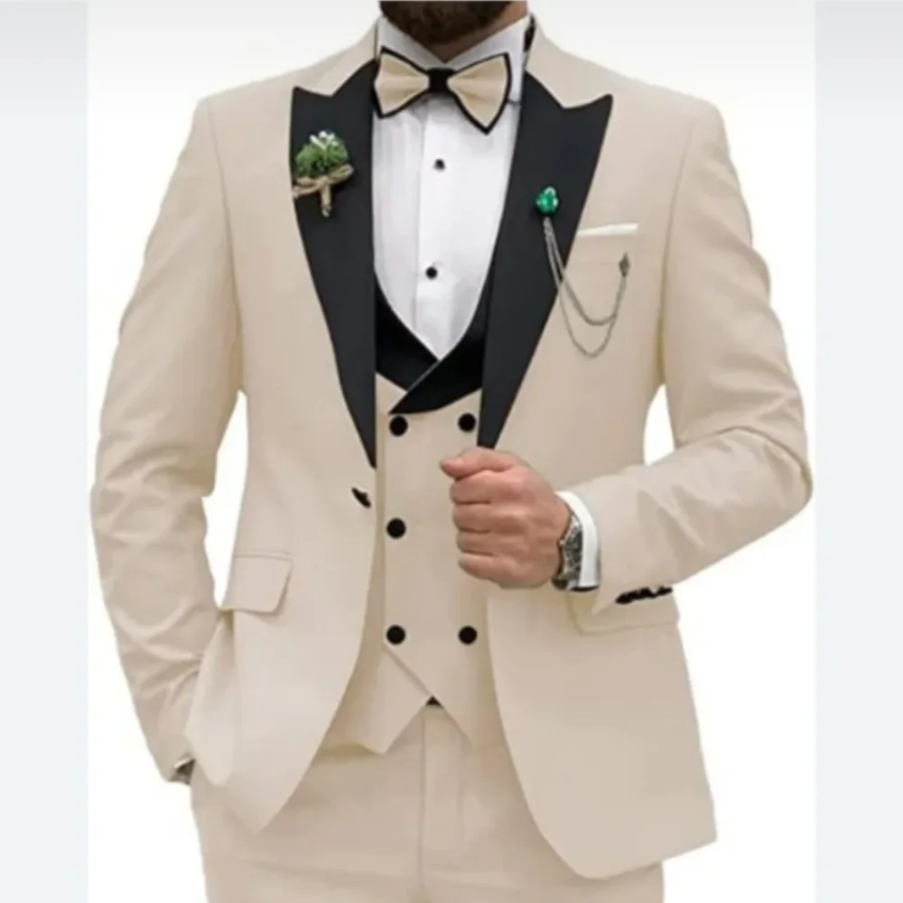 Traje informal de negocios para hombre, conjunto de tres piezas, chaqueta, pantalones, chaleco, vestido de banquete de boda, nuevo