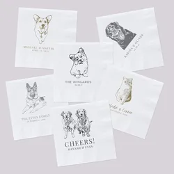 Serviettes de table de mariage personnalisées pour animaux de compagnie, serviettes de Cocktail pour chiens et chats