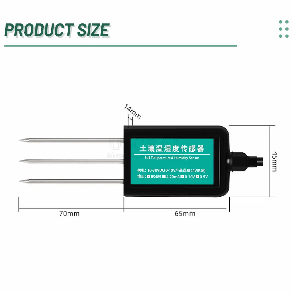 Analog Soil Moisture Detector Sensor RS485 Output 0-5V 0-10V 4-20mA Soil Temperature Humidity Sensor Probe IP68 Protected