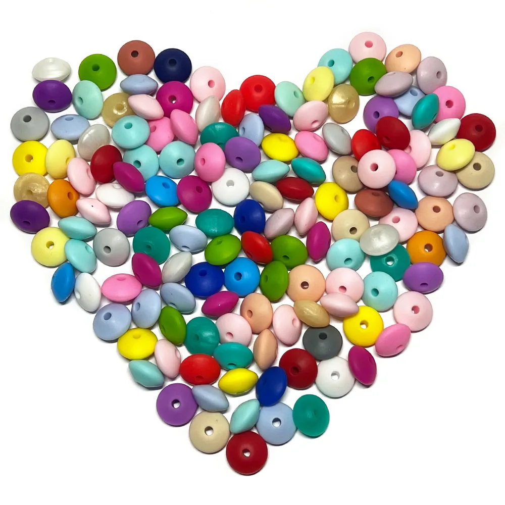 BOBO.BOX 50pcs/lot 12mm Silicone lentil Beads Silicone BPA Free DIY Charms Newborn Nursing Accessory Teething Necklace Teething