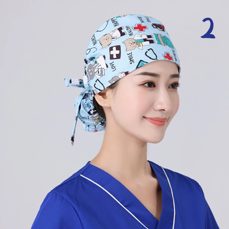 Unisex Adjustable Tie Back Scrub Hat, Beauty Salon Cap