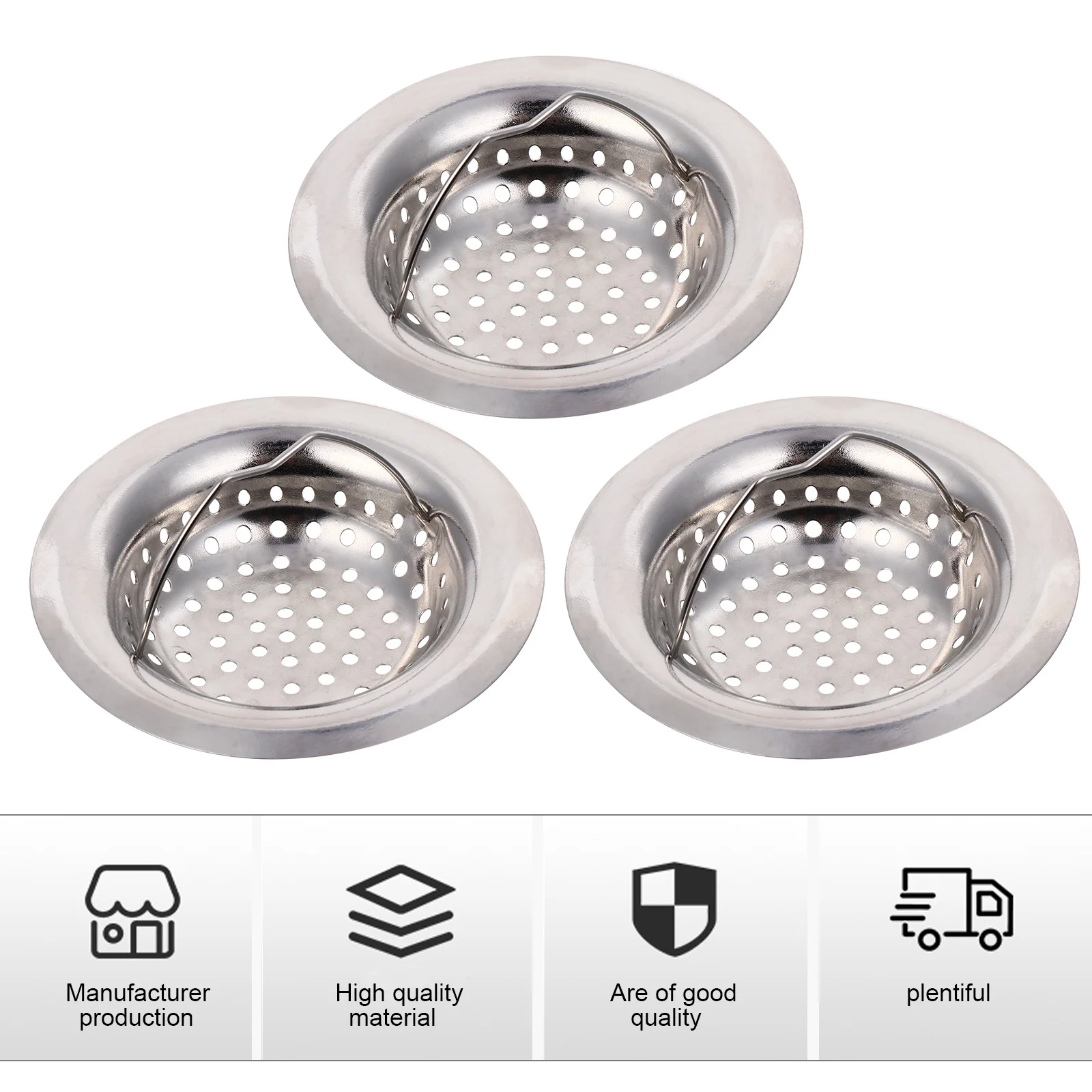 

3 шт., сливные фильтры для раковины из нержавеющей стали, прочные фильтры для ванны, кухонной корзины, фильтры для ловли мусора, антизасоряющие фильтры