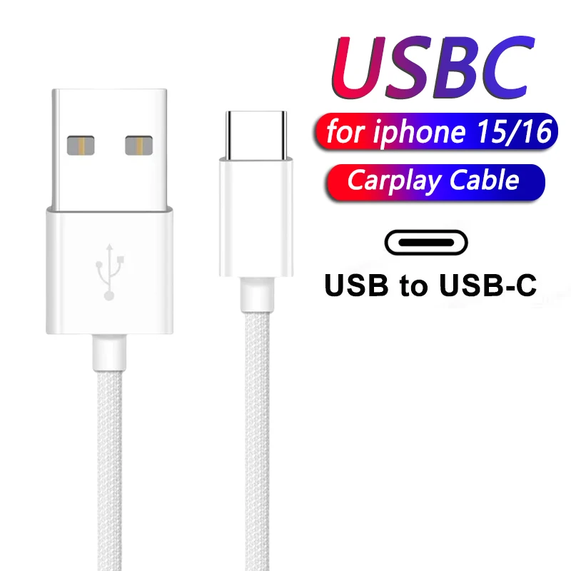 60W USB Cable Connect CarPlay Exclusive For iPhone 16 15 Pro Max Plus USB to Type-C Fast Charging Cables Type-C Data Line