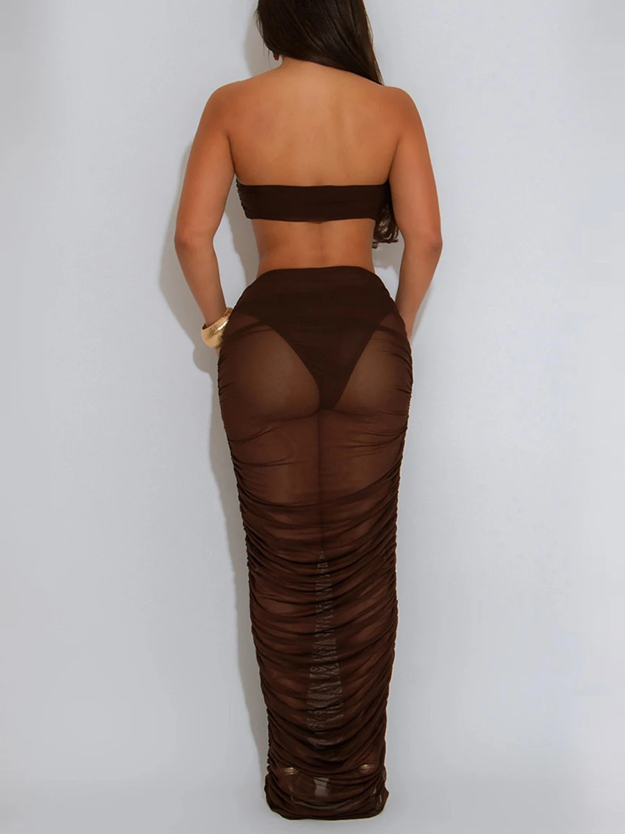 ชุดเซ็ตสองชิ้นสำหรับผู้หญิง ZIML ผ้าเนื้อแน่นต่อผ้าแบบสลิม ชุดฤดูใบไม้ร่วง เสื้อเวสต์แบบไม่มีสายรัดหลัง กระโปรงยาวเอวสูง ชุดเก๋ไก๋สำหรับผู้หญิง