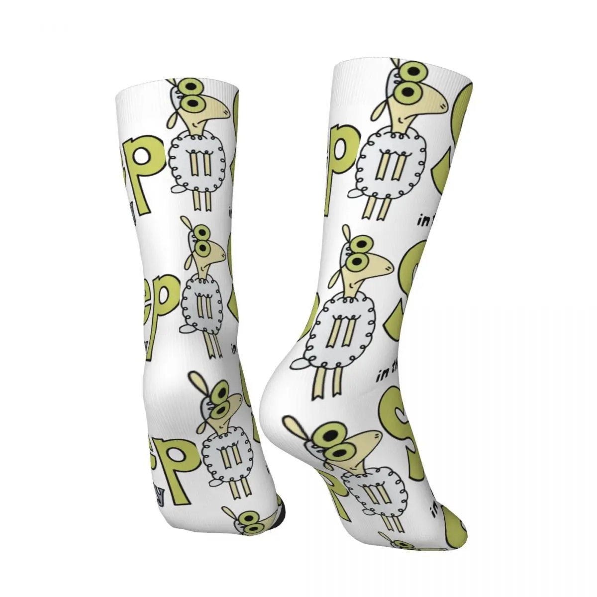 Funny Happy Logo Men's Socks Vintage Harajuku Sheep In The Big City Cartoon Hip Hop Novelty Seamless Crew Crazy Sock Gift