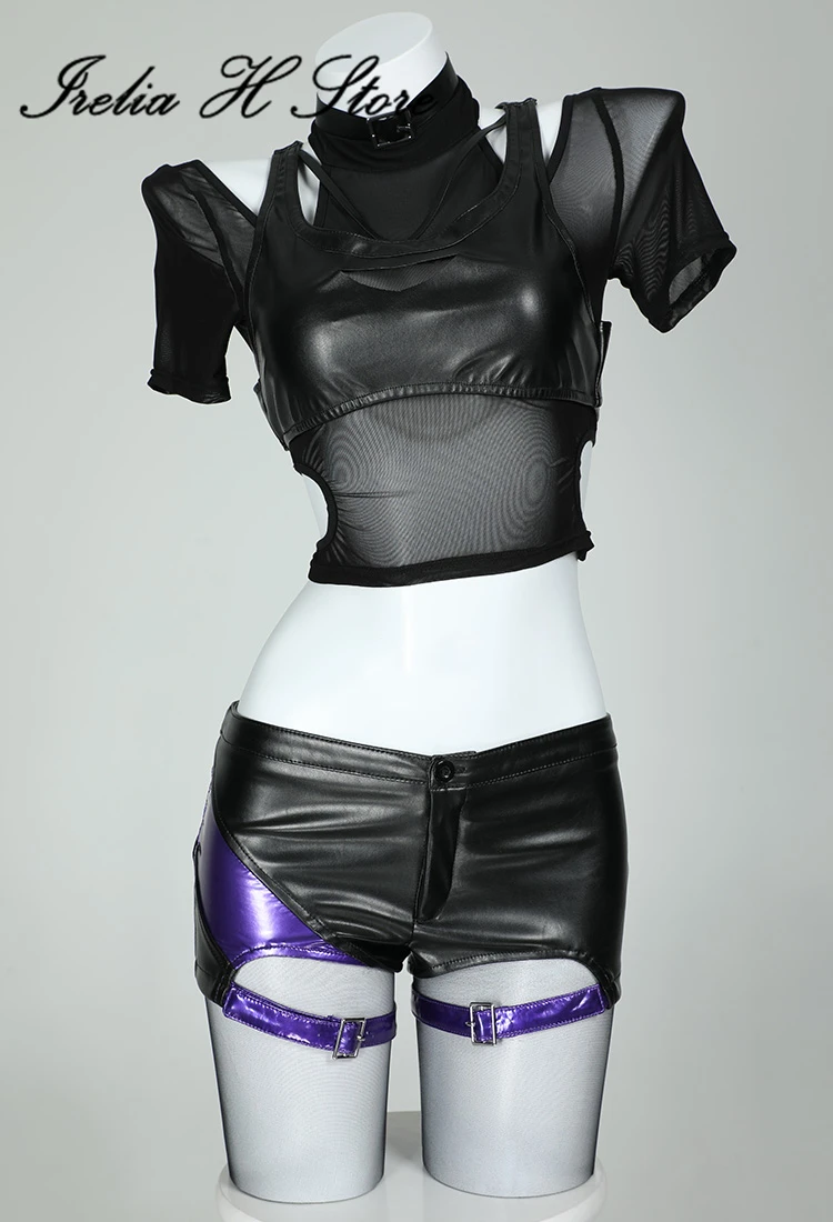 Irelia H Store Game Tken Reina Cosplay Costume jacket tupe top shorts image 4