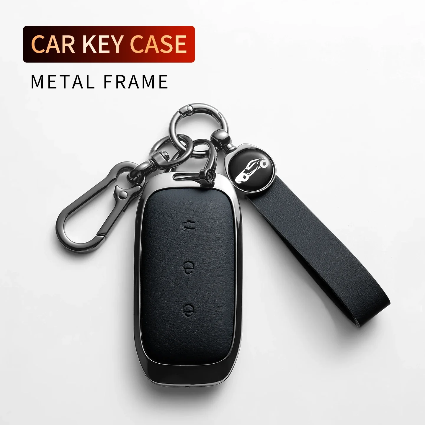 Leather Metal Car Key Case Fob For Geely Coolray X6 Atlas Monjaro Tugella Geometry C Emgrand Global Kulrey Hawk GX7 Okavango