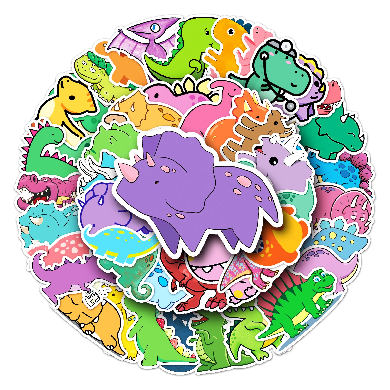 50Pcs Little Dinosaur Series Cartoon Cute Waterproof Sticker Skateboarding Snowboard Retro Vinyl Sticker