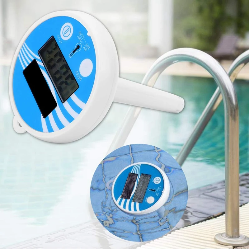 2 Piece Floating Digital Pool Thermometer Blue-White ABS For Outdoor & Indoor Swimming Hot Tub