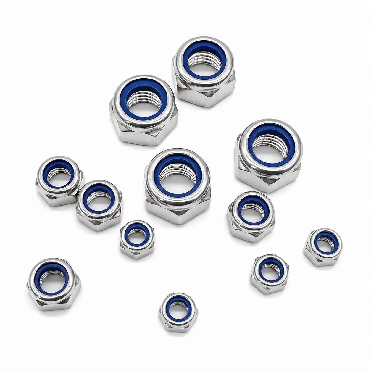 352 Pieces of Grade A Stainless Steel M3-M8 Nut Set (with Nylon Anti-loosening Parts), Right Tooth Anti-loosening Design,
